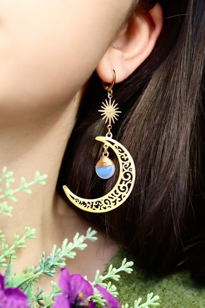 Opalite moon earrings