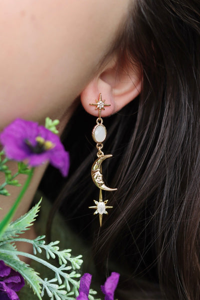 Night sky moon earrings