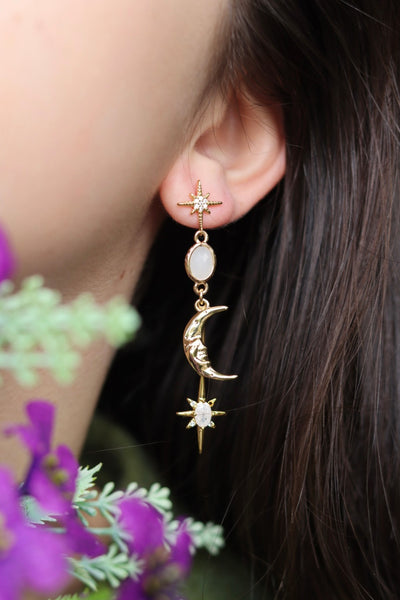 Night sky moon earrings