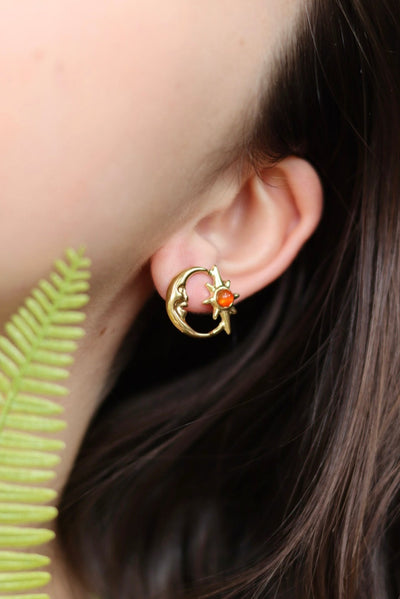Crimson moon stud earrings