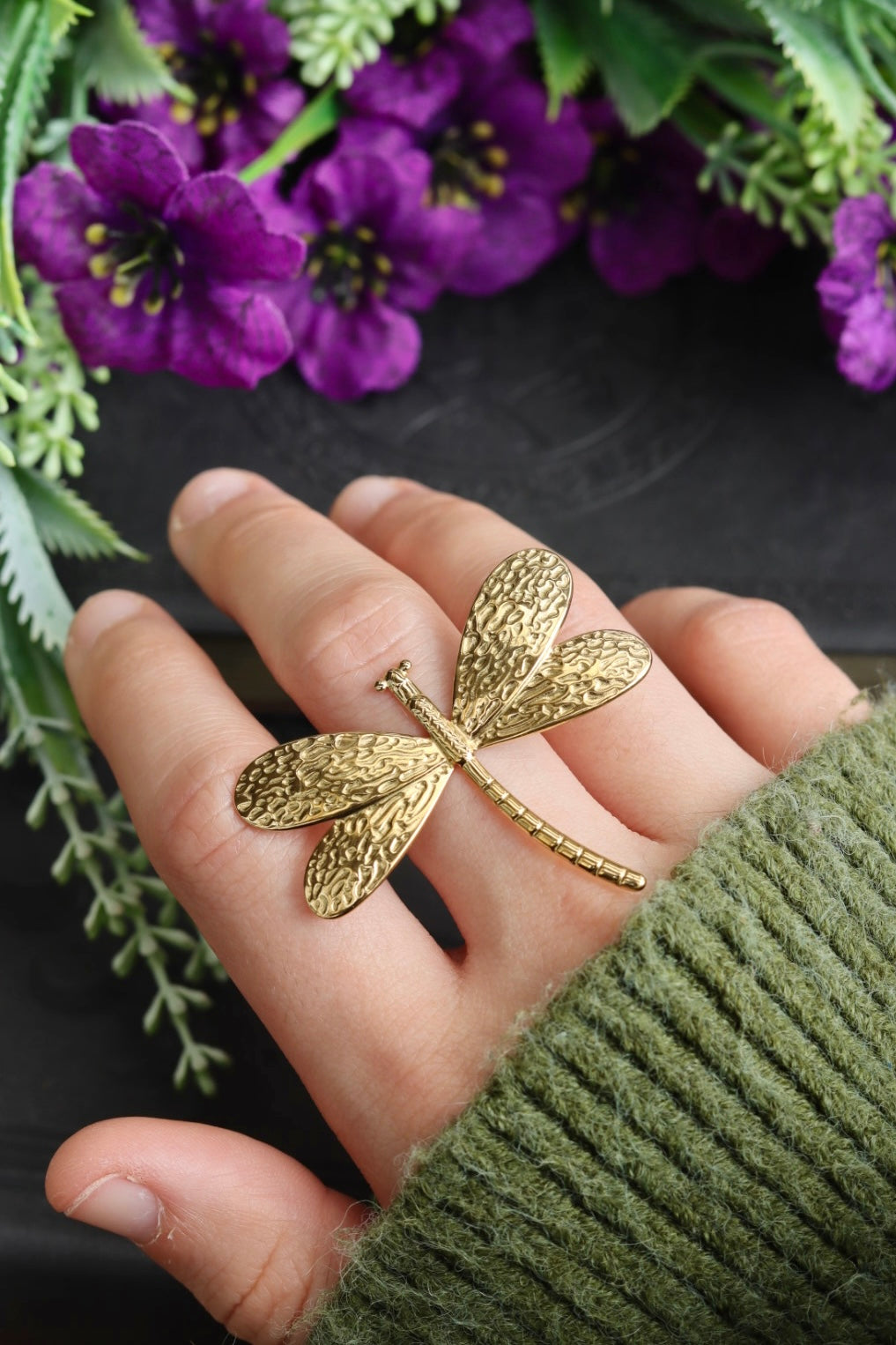 Large dragonfly rings - Gold or Silver