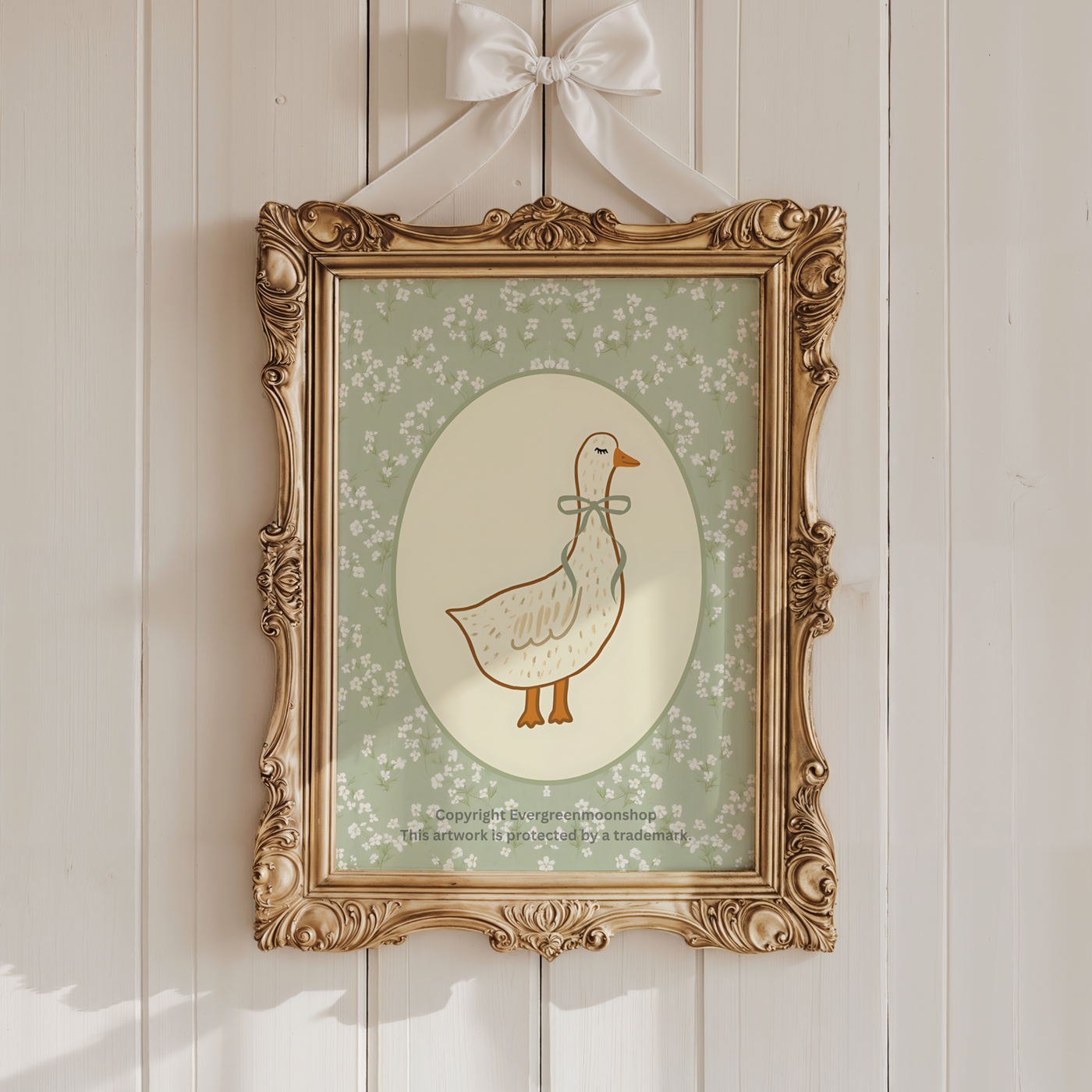 Elegant floral goose wall art print