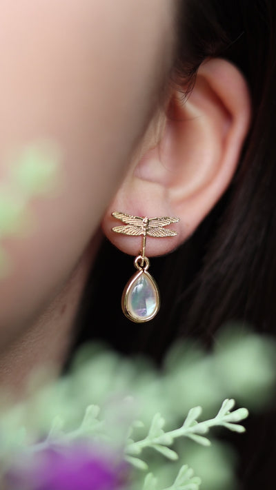 Dragonfly drop stud earrings