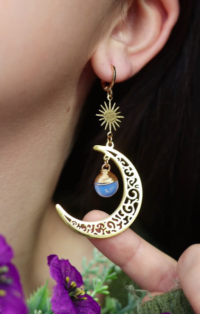 Opalite moon earrings