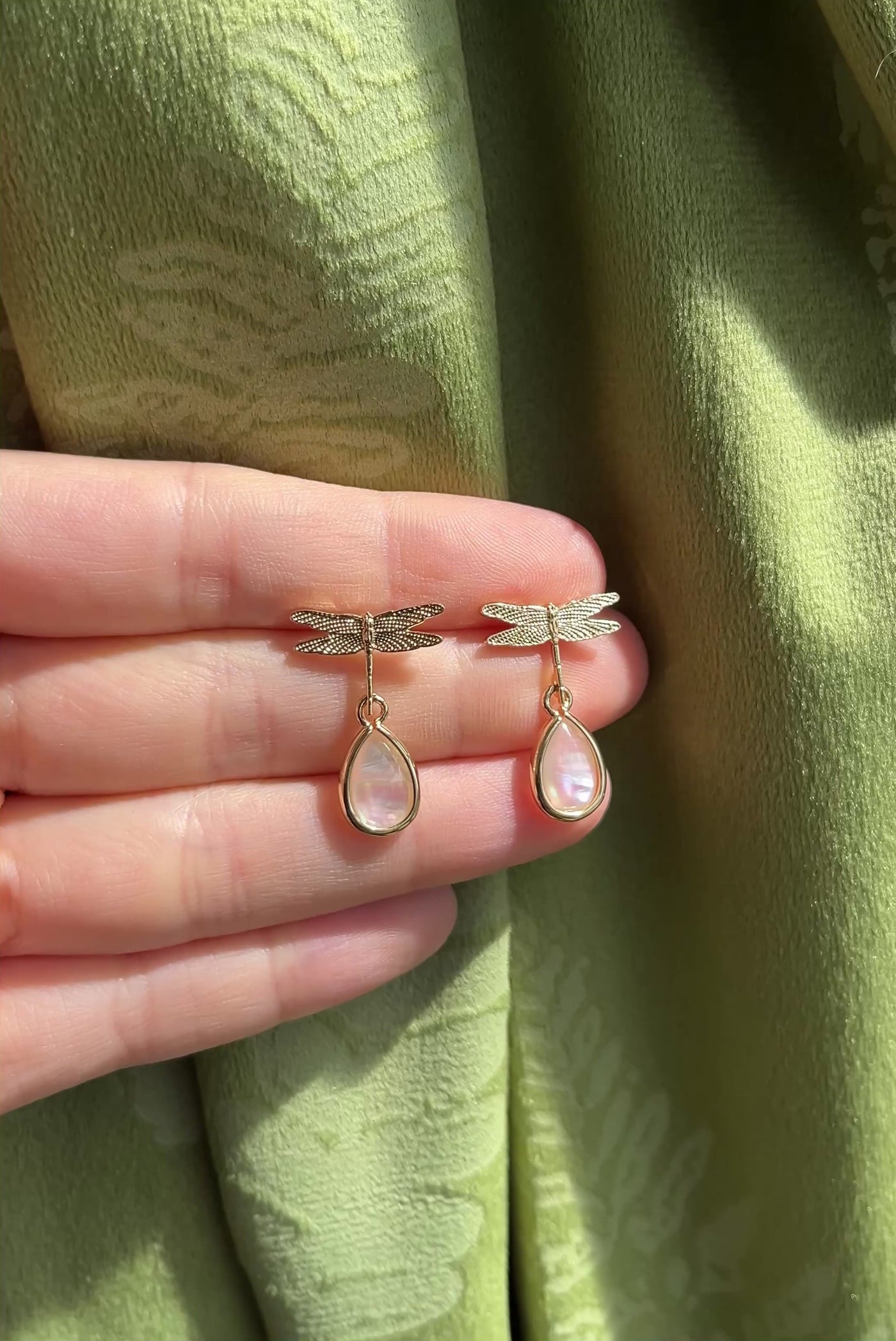 Dragonfly drop stud earrings