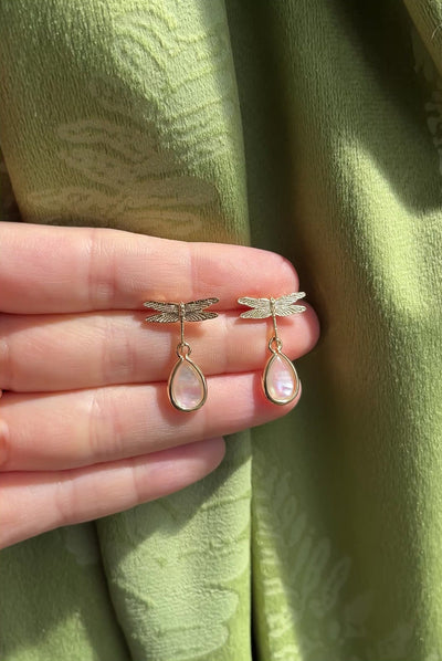 Dragonfly drop stud earrings