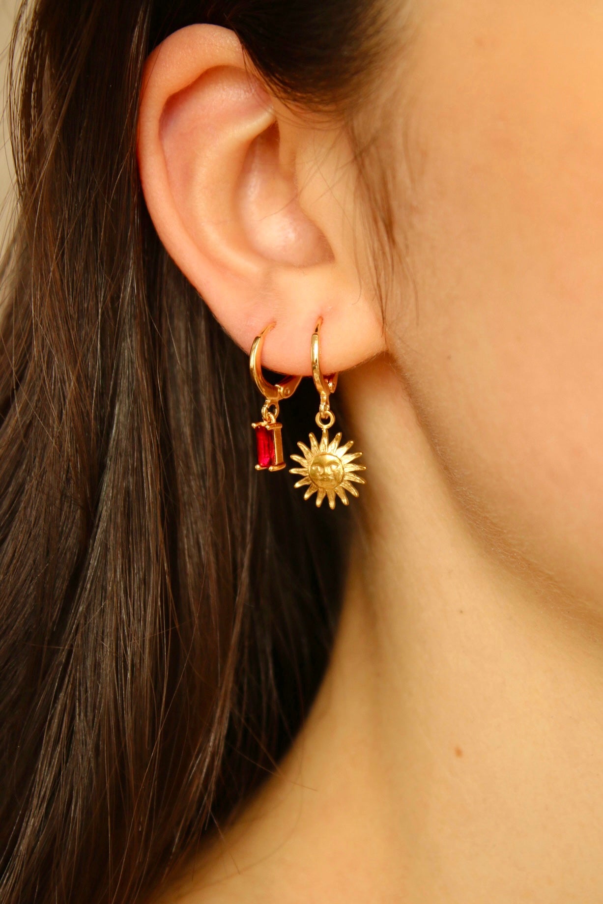 Helios god of the sun huggie earrings set